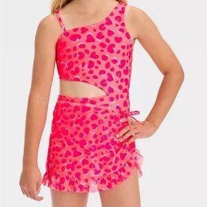 Girl’s Swim Suit | One-piece | One-Shoulder & includes cover skirt | Sz 10